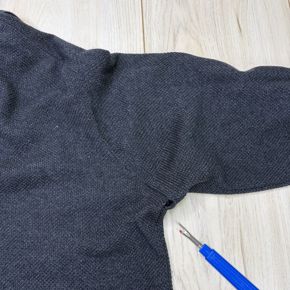 HAROLD POWELL CASHMERE SILK Knit Polo Long Sleeve Mens Large Charcoal Black - Picture 8 of 8
